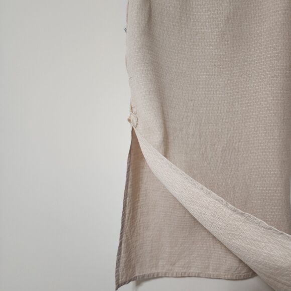 Eileen Fisher Womens 100% Linen Maxi Skirt Beige Side-Slit Unlined Size S - Picture 3 of 10